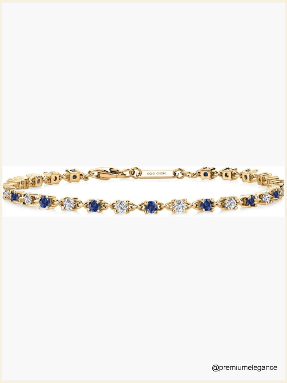 Blue Sapphire & Moissanite Tennis Bracelet 7" 2.5mm 925